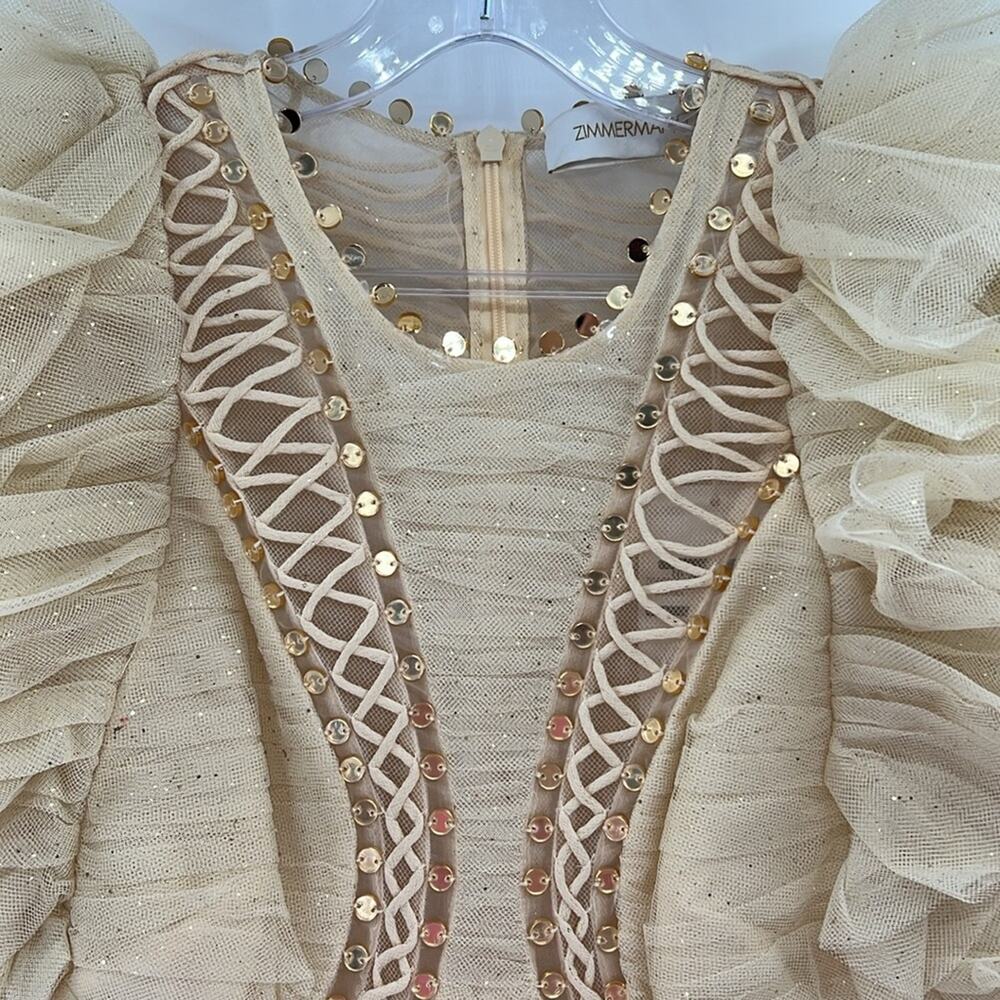 Zimmermann Dancer Glitter Tulle Dress - Cream - 1 or US 6 - New with tags - Picture 6 of 15